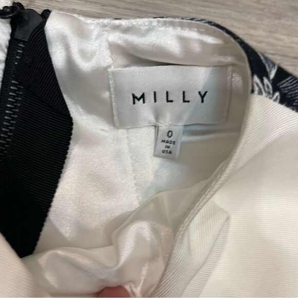 MILLY ASTRID White Mini Dress Green floral print Cocktail Vacation Summer Dress - Picture 4 of 7